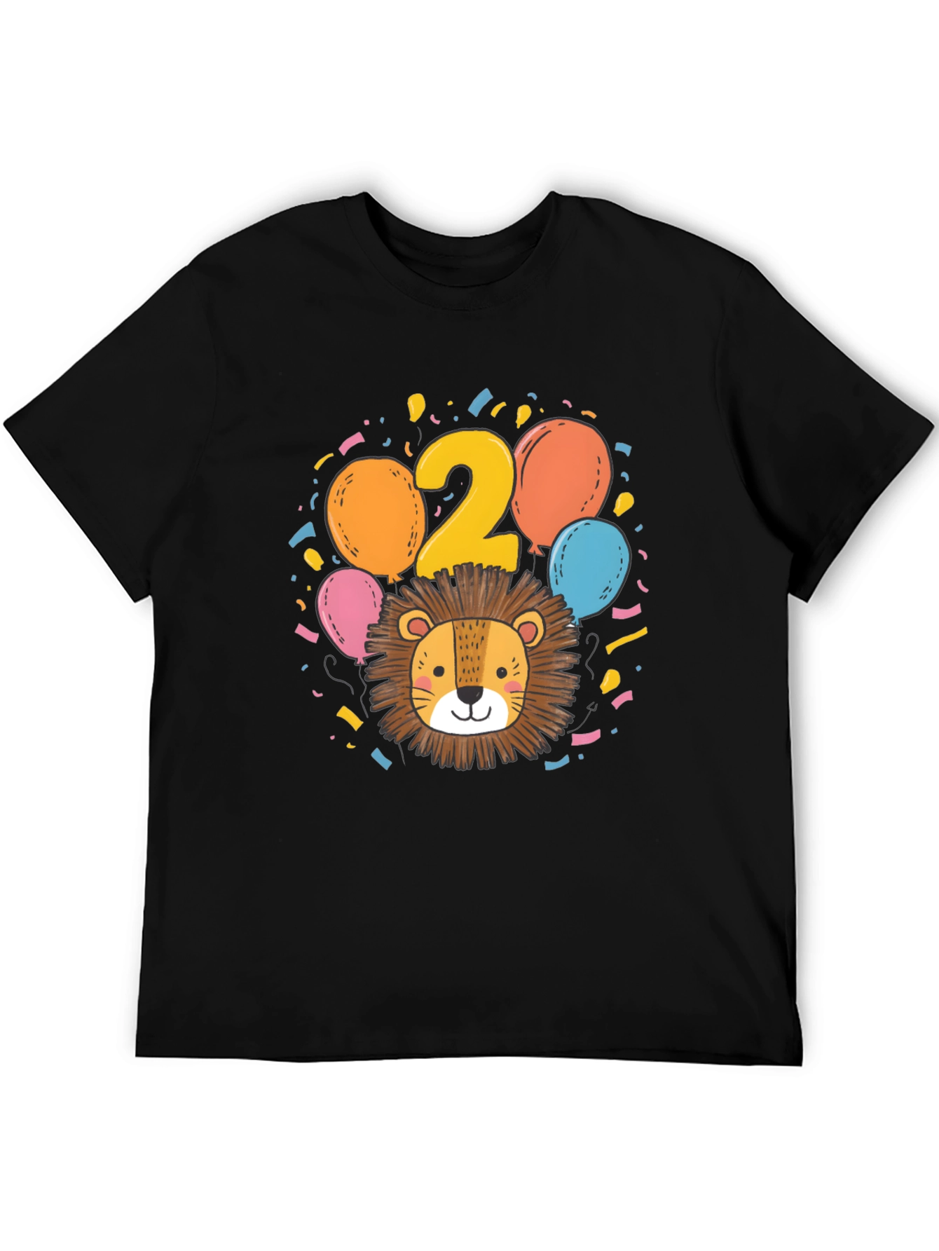 Cute Lion 2nd Birthday Black T-Shirt