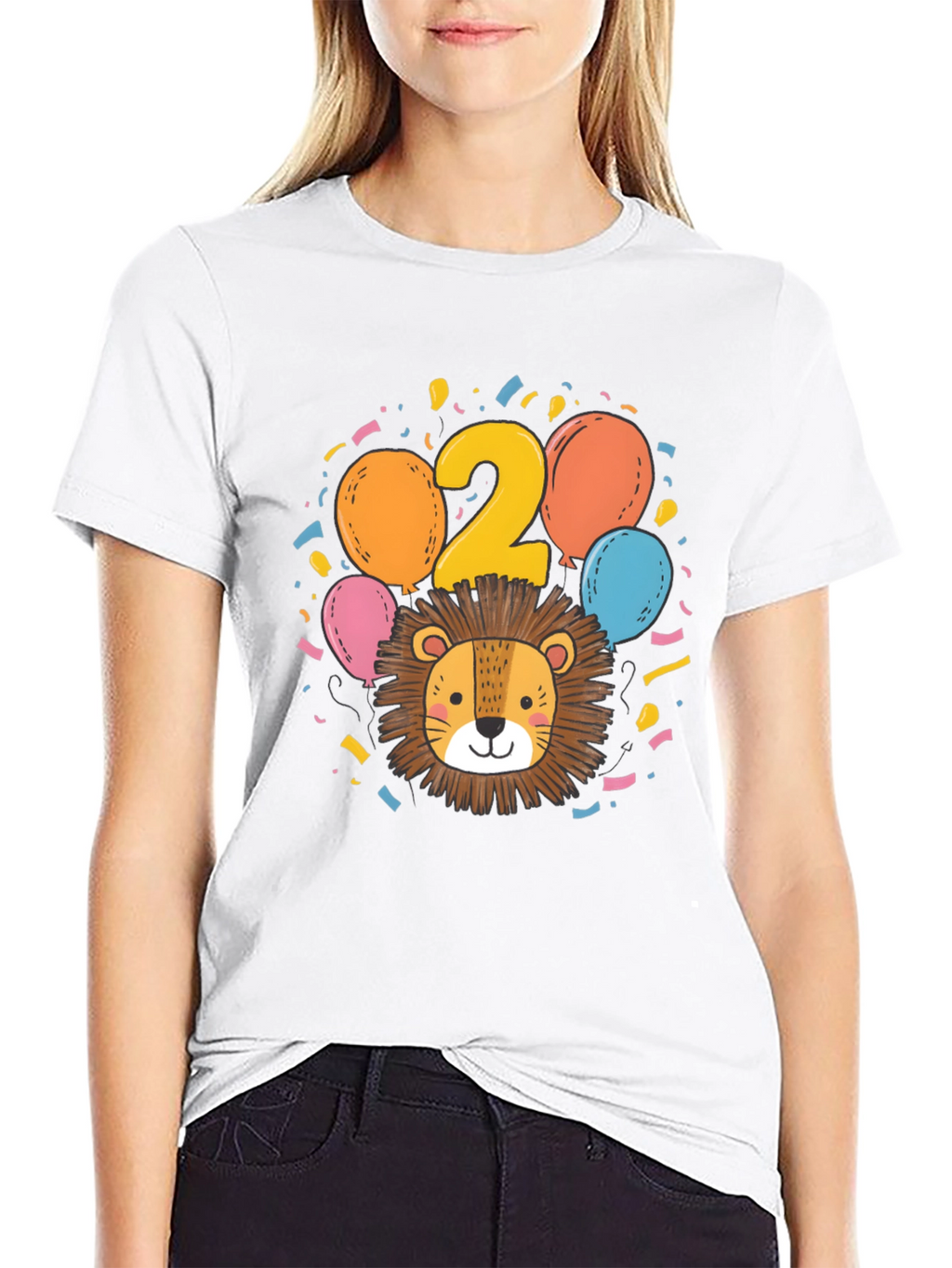 Cute Lion 2nd Birthday Black T-Shirt