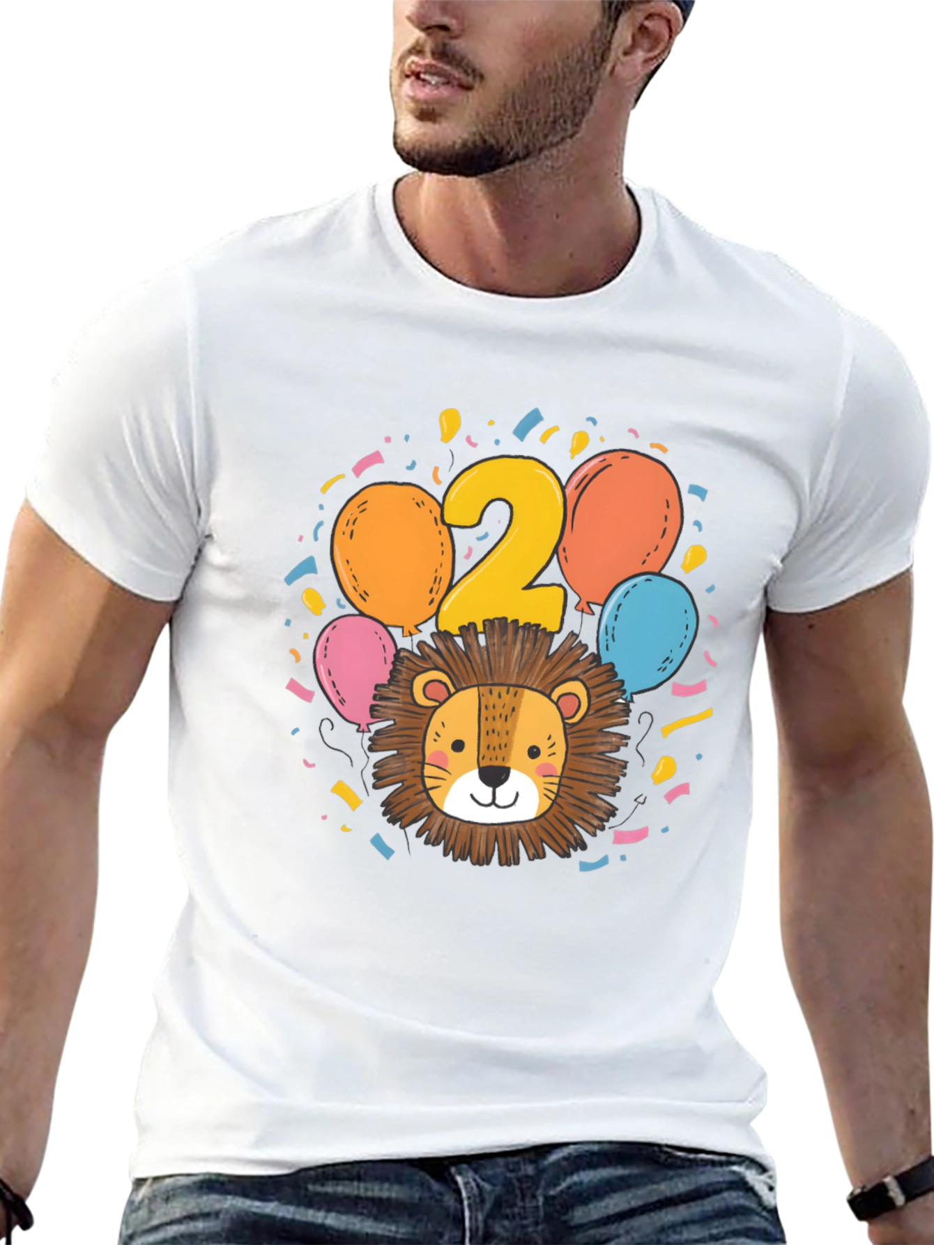 Cute Lion 2nd Birthday Black T-Shirt