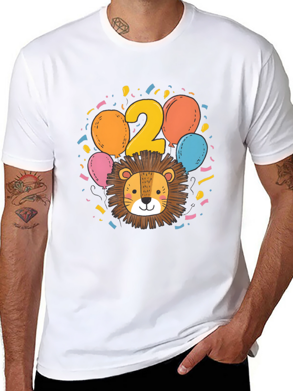 Cute Lion 2nd Birthday Black T-Shirt