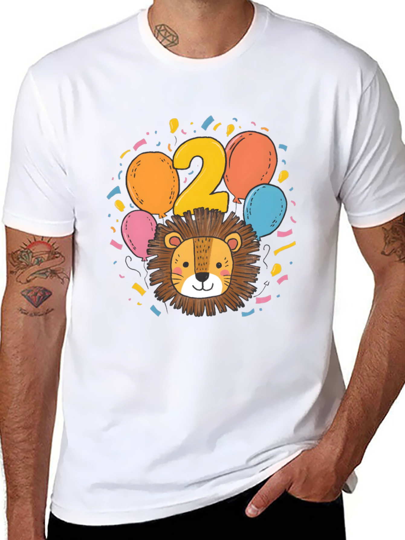 Cute Lion 2nd Birthday Black T-Shirt