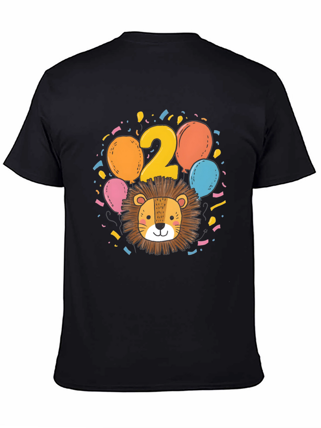 Cute Lion 2nd Birthday Black T-Shirt
