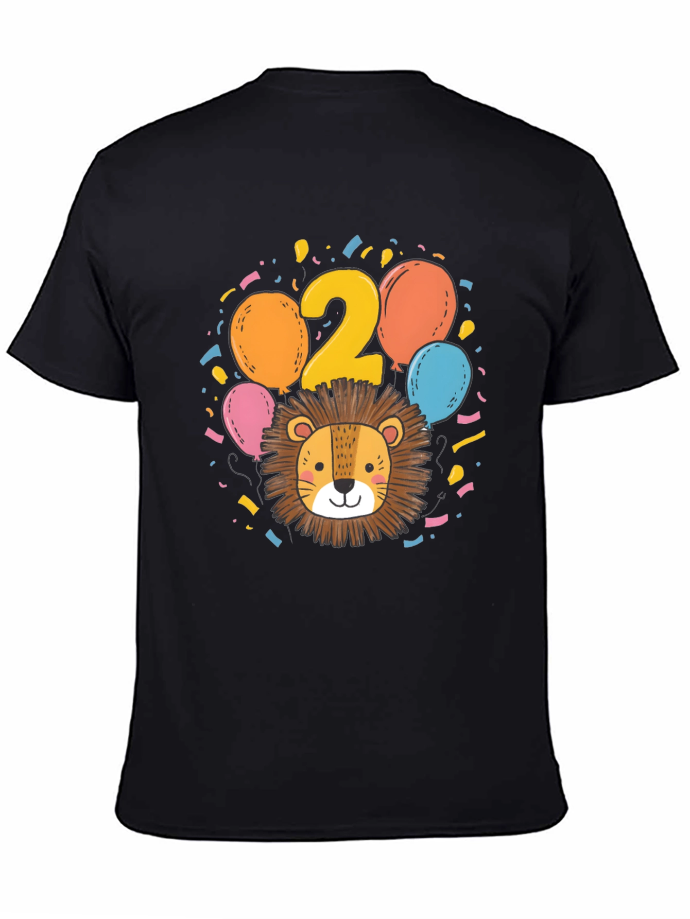 Cute Lion 2nd Birthday Black T-Shirt