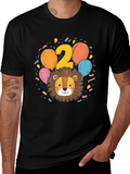 Cute Lion 2nd Birthday Black T-Shirt
