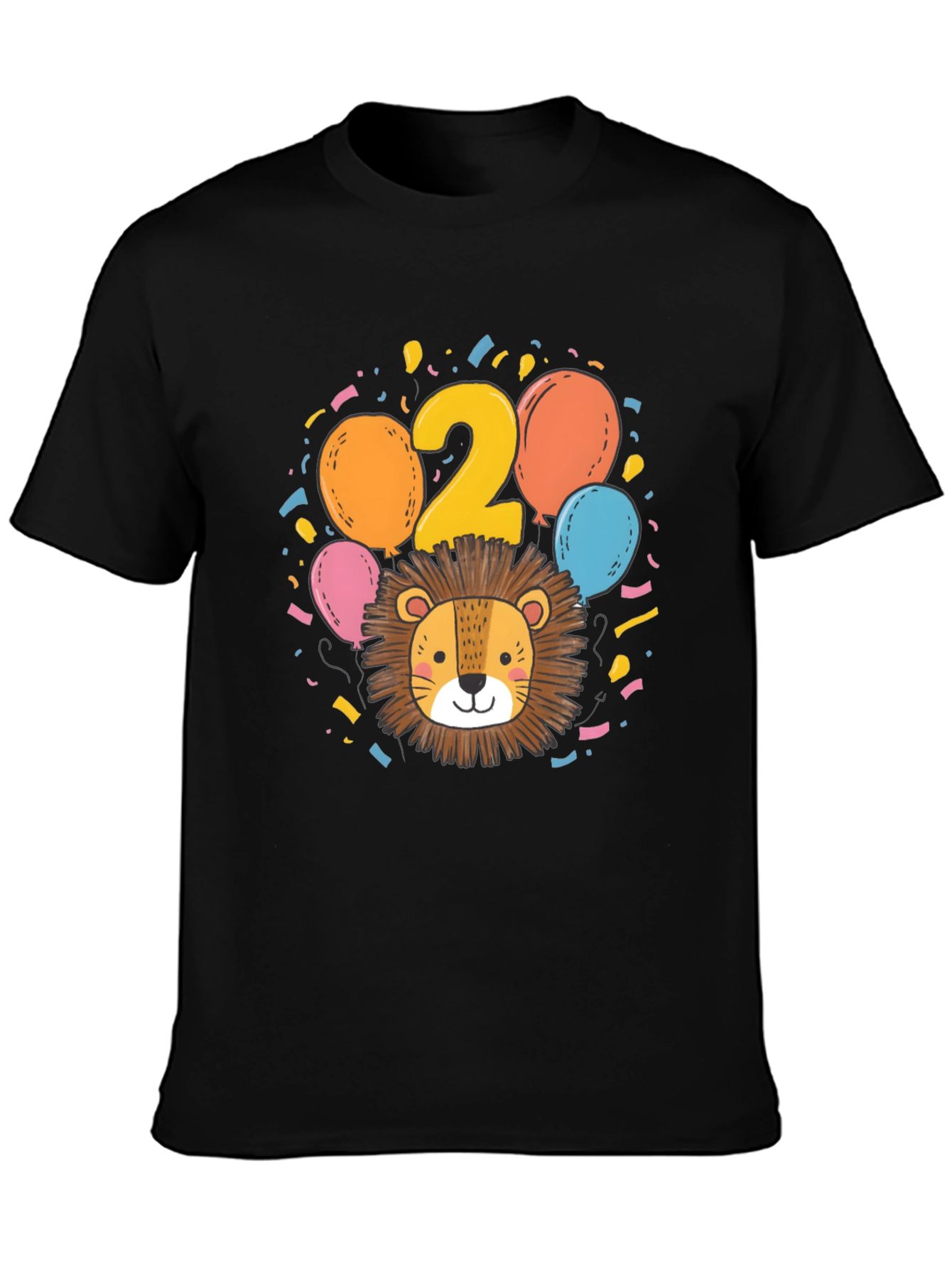 Cute Lion 2nd Birthday Black T-Shirt