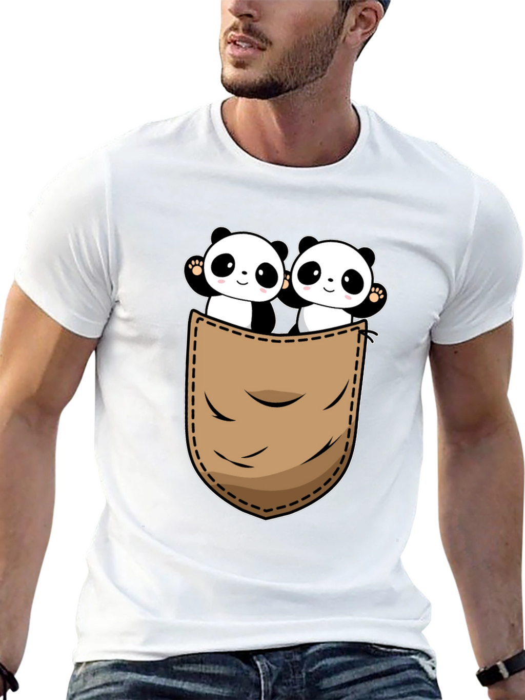 Panda Pocket T-Shirt - Cute Graphic Tee