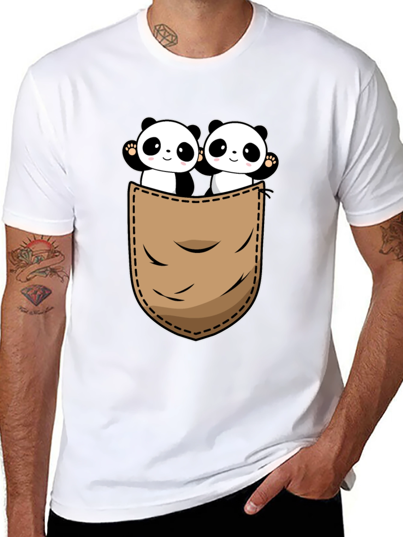 Panda Pocket T-Shirt - Cute Graphic Tee