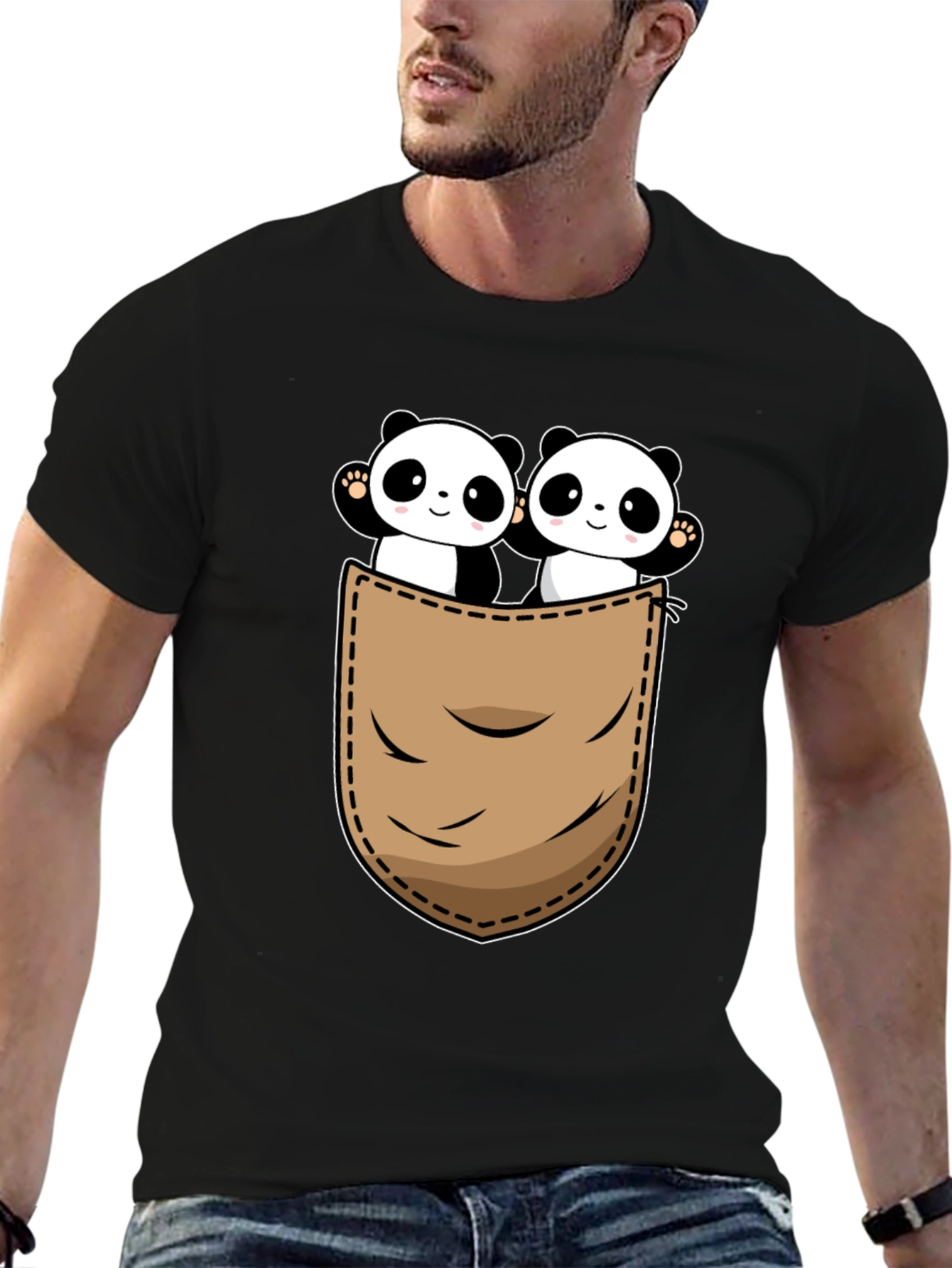 Panda Pocket T-Shirt - Cute Graphic Tee