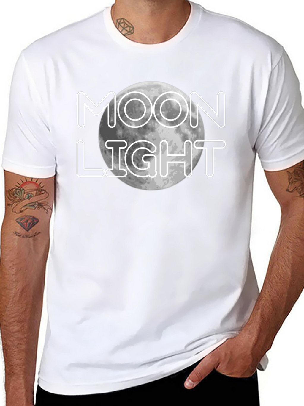 Moonlight Graphic Print Black T-Shirt