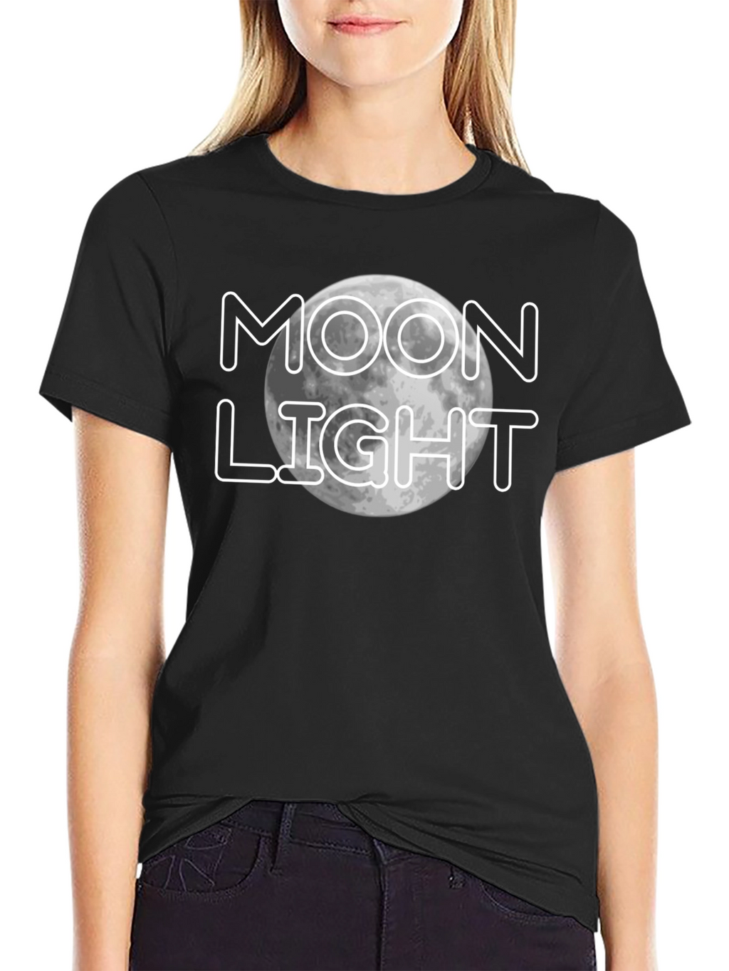 Moonlight Graphic Print Black T-Shirt