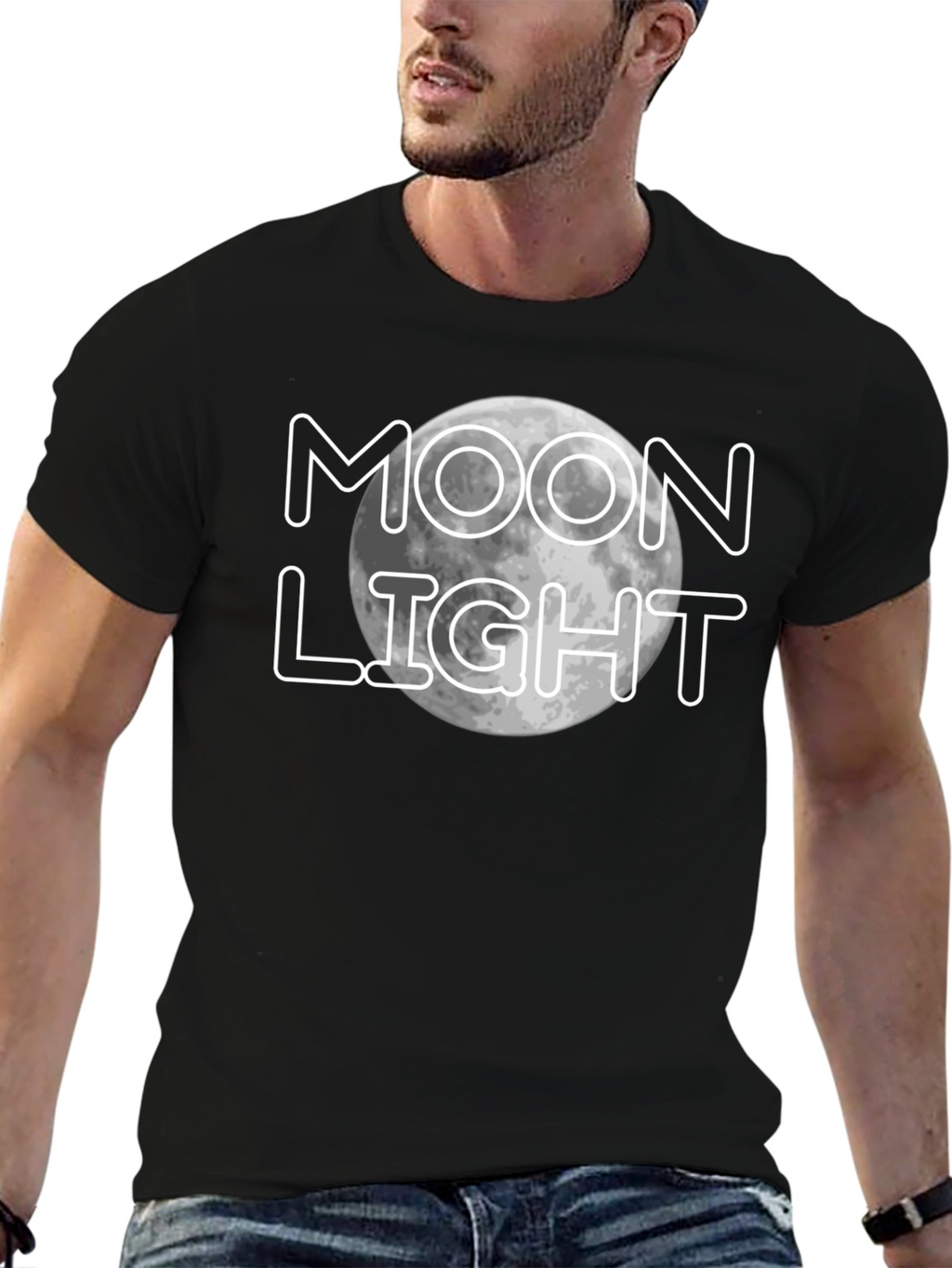 Moonlight Graphic Print Black T-Shirt