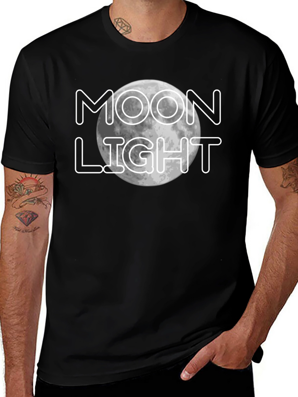 Moonlight Graphic Print Black T-Shirt