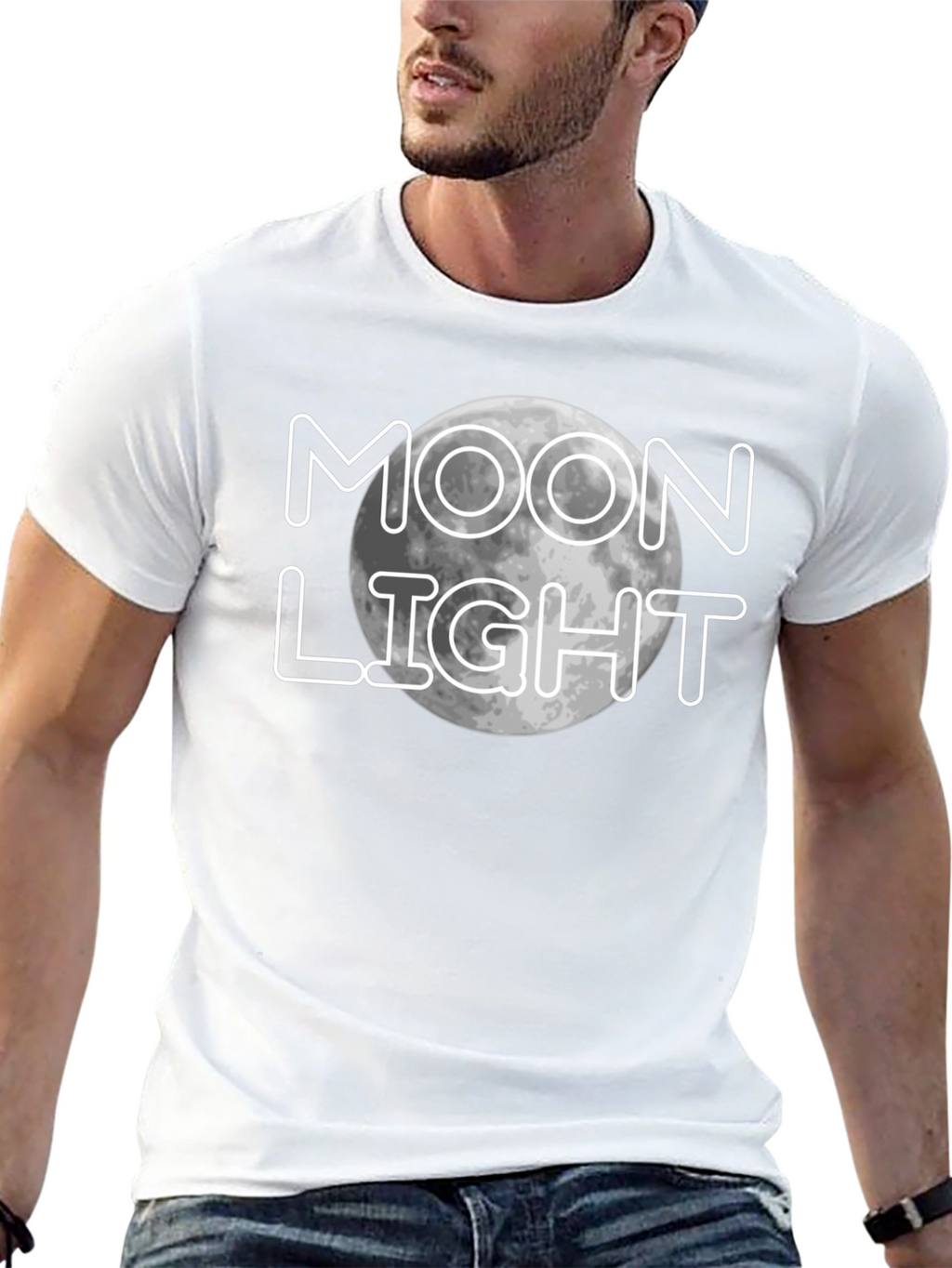 Moonlight Graphic Print Black T-Shirt