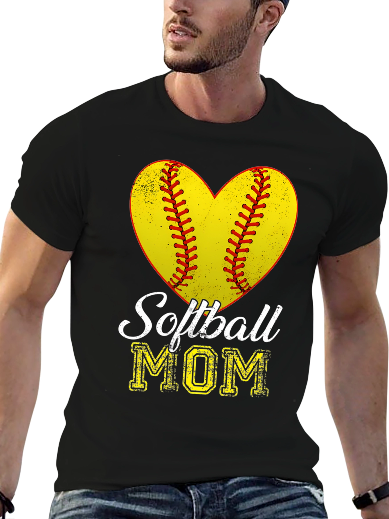 Softball Mom Heart Graphic T-Shirt