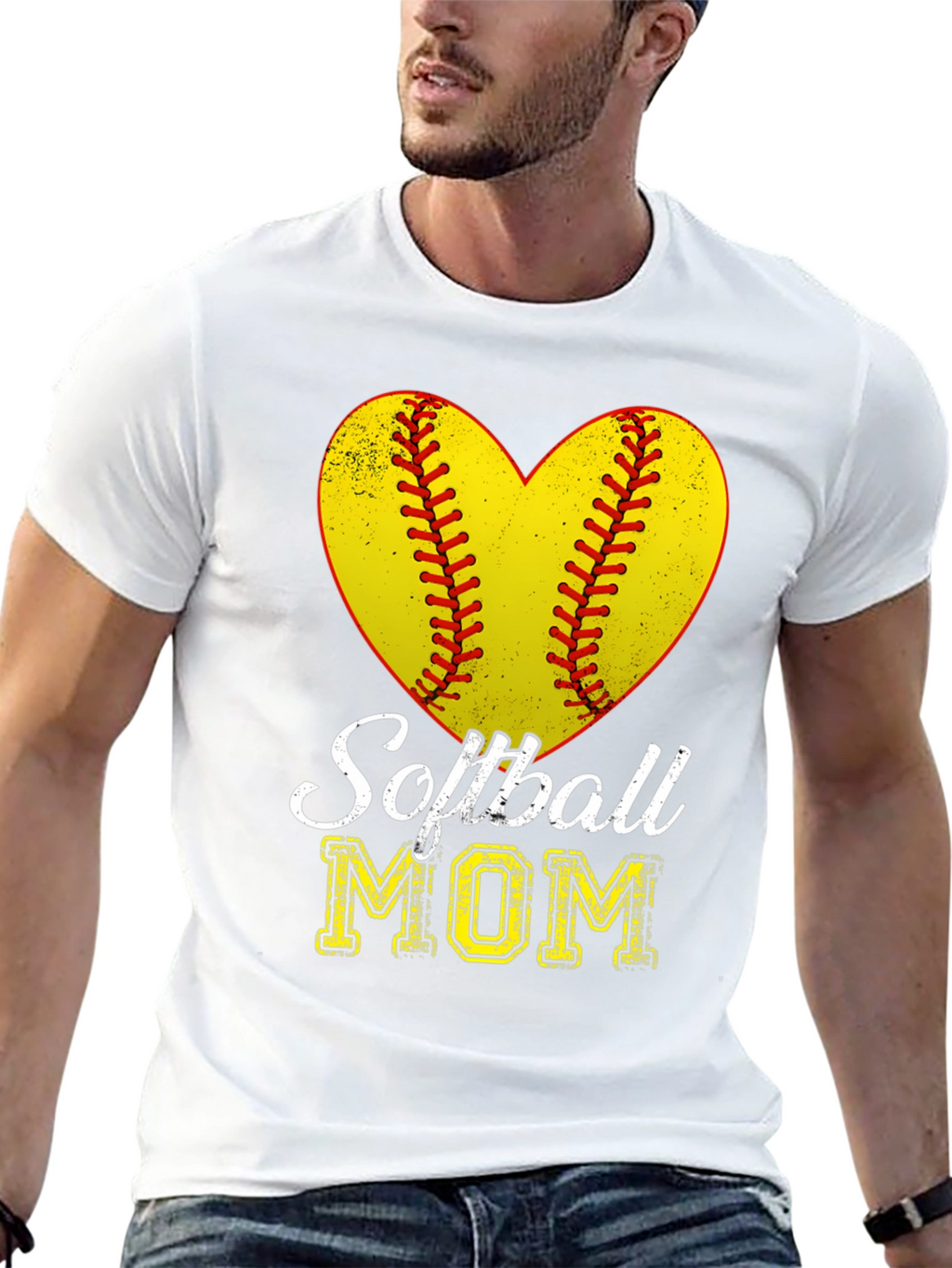 Softball Mom Heart Graphic T-Shirt