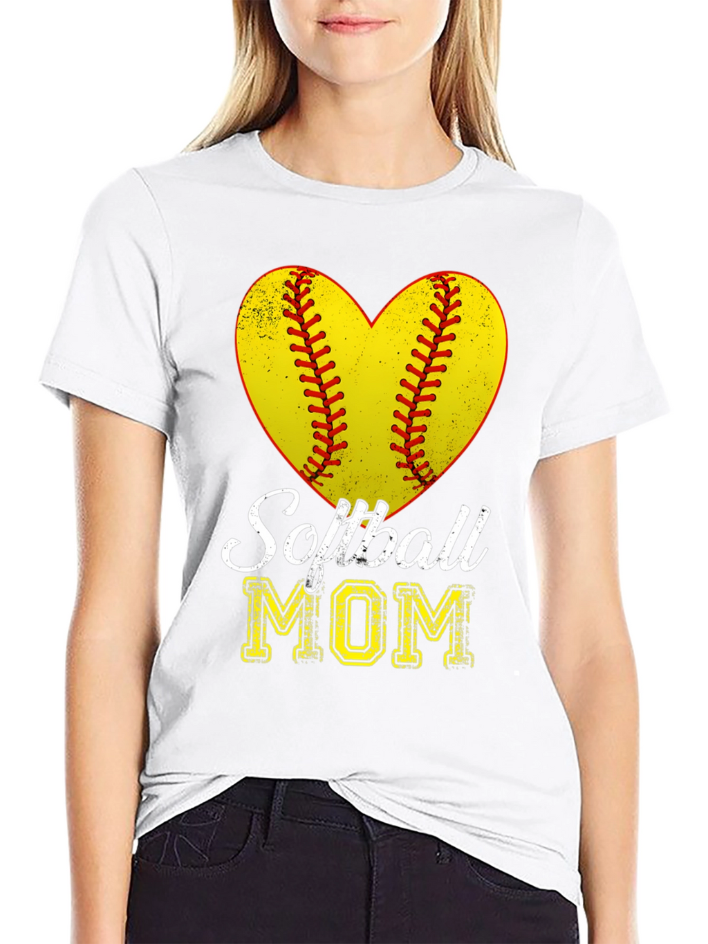 Softball Mom Heart Graphic T-Shirt