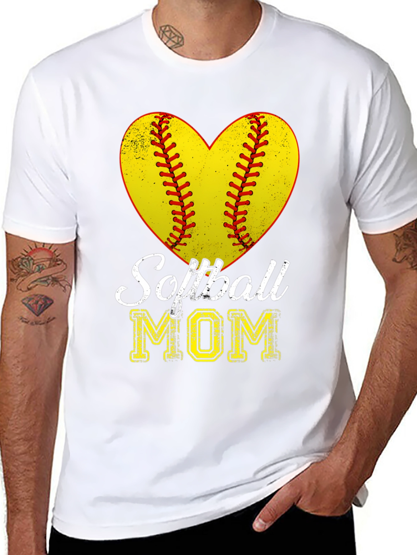 Softball Mom Heart Graphic T-Shirt