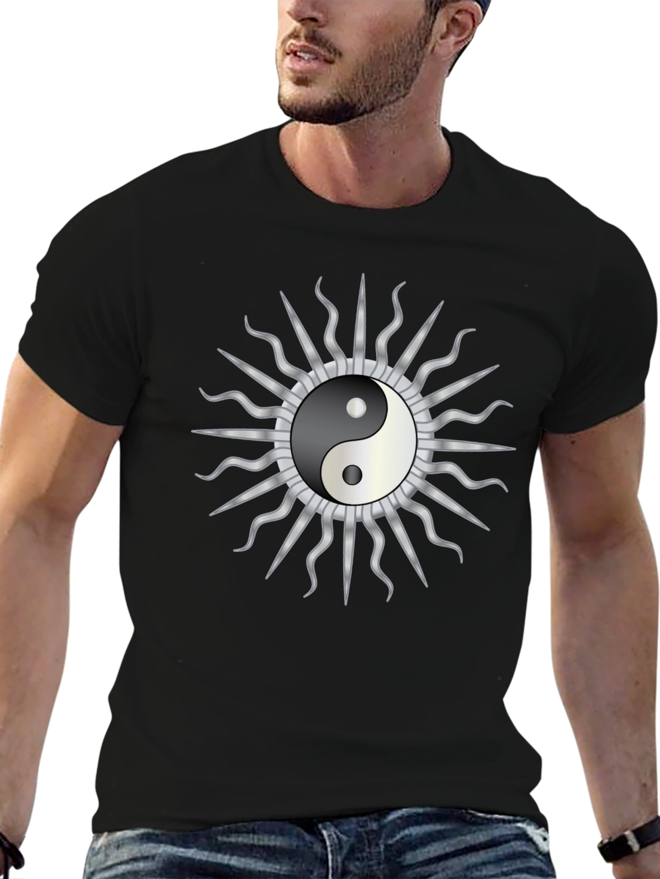 Yin Yang Sun Graphic T-Shirt - Harmony & Style