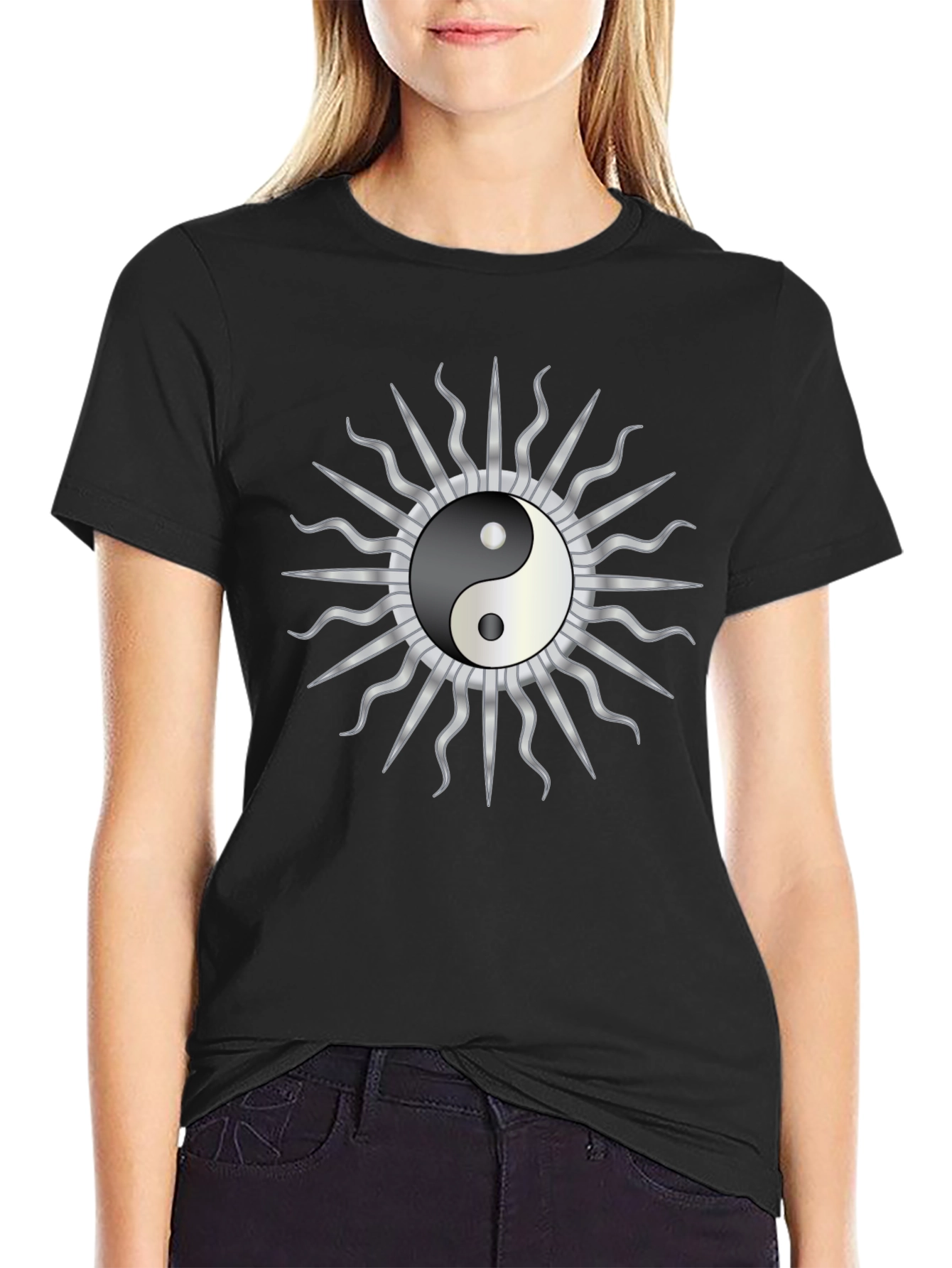 Yin Yang Sun Graphic T-Shirt - Harmony & Style