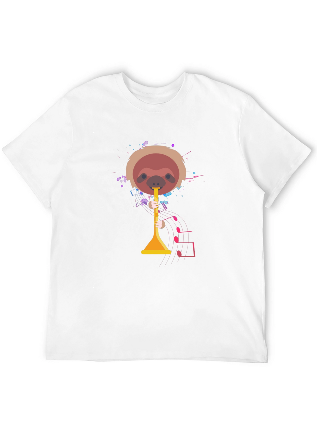 Sloth Trumpet Player Graphic Tee - Mens Black T-Shirt