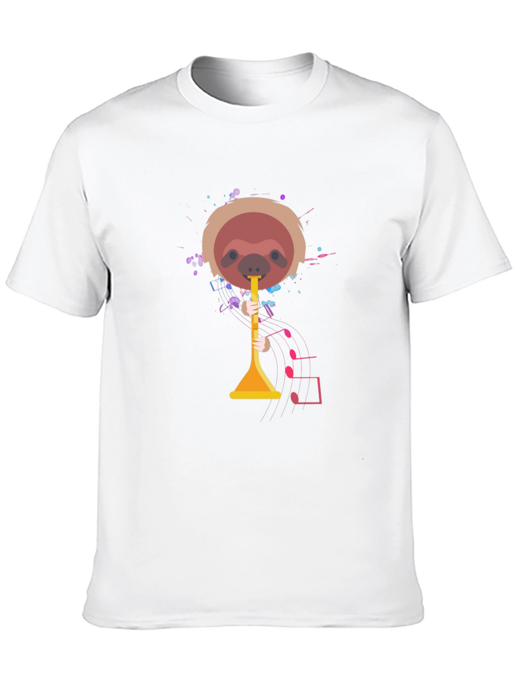 Sloth Trumpet Player Graphic Tee - Mens Black T-Shirt