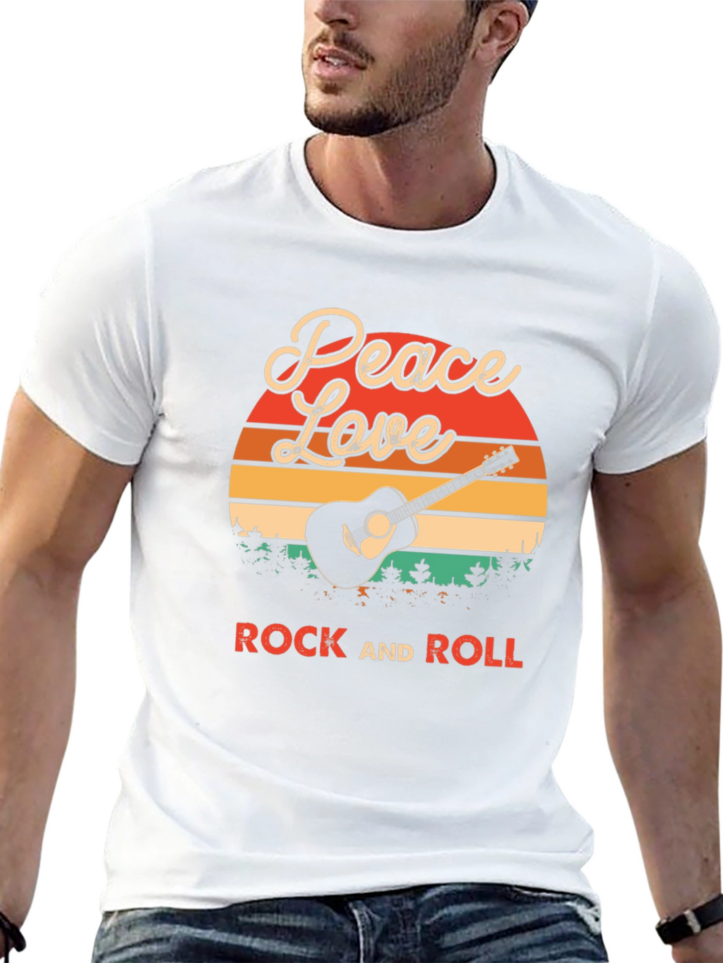 Peace Love Rock and Roll Graphic T-Shirt