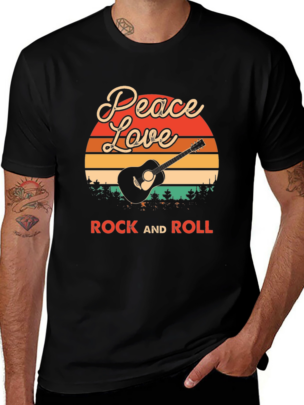 Peace Love Rock and Roll Graphic T-Shirt