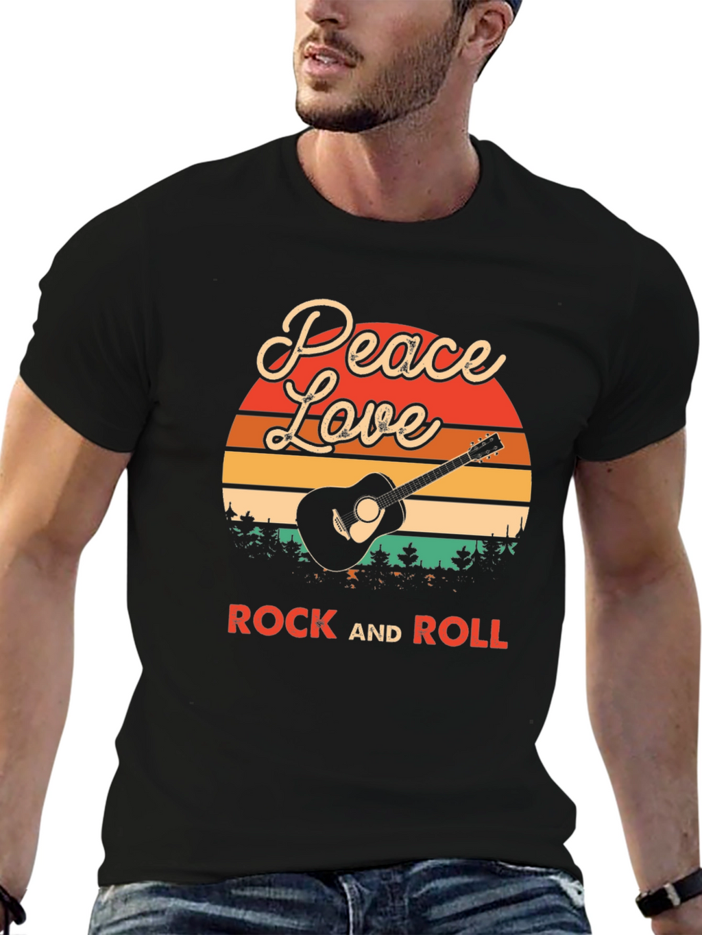 Peace Love Rock and Roll Graphic T-Shirt