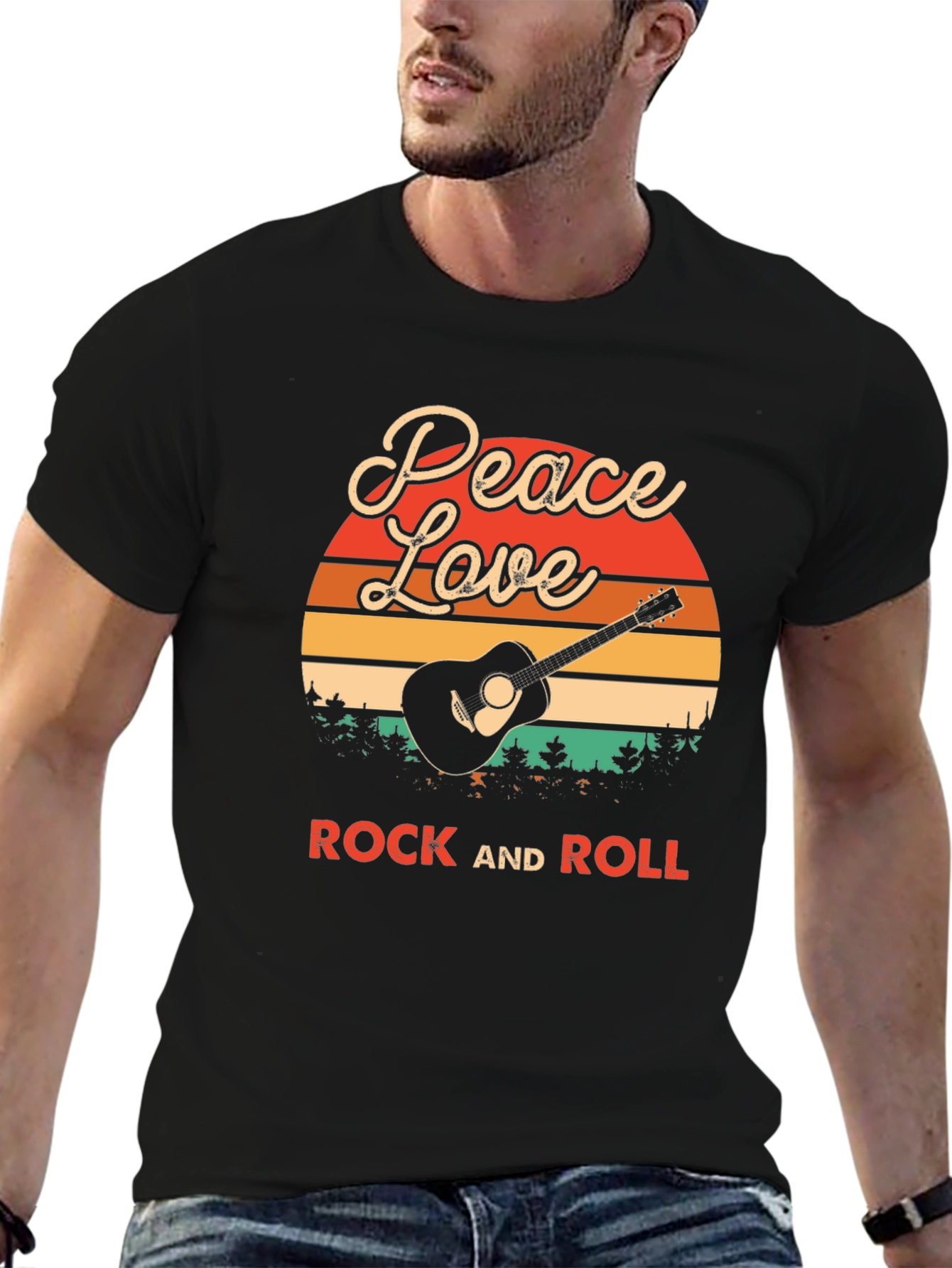 Peace Love Rock and Roll Graphic T-Shirt