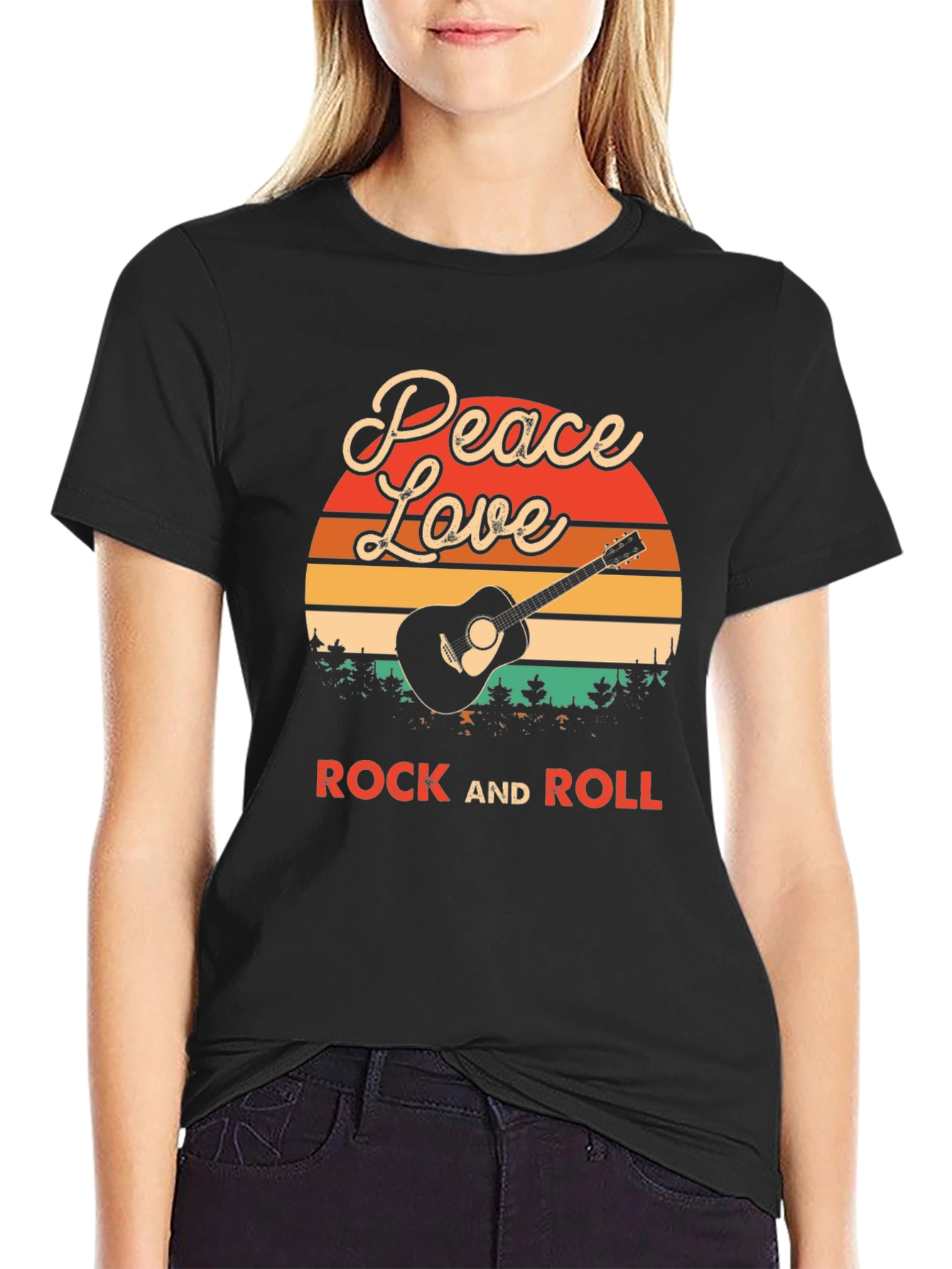 Peace Love Rock and Roll Graphic T-Shirt