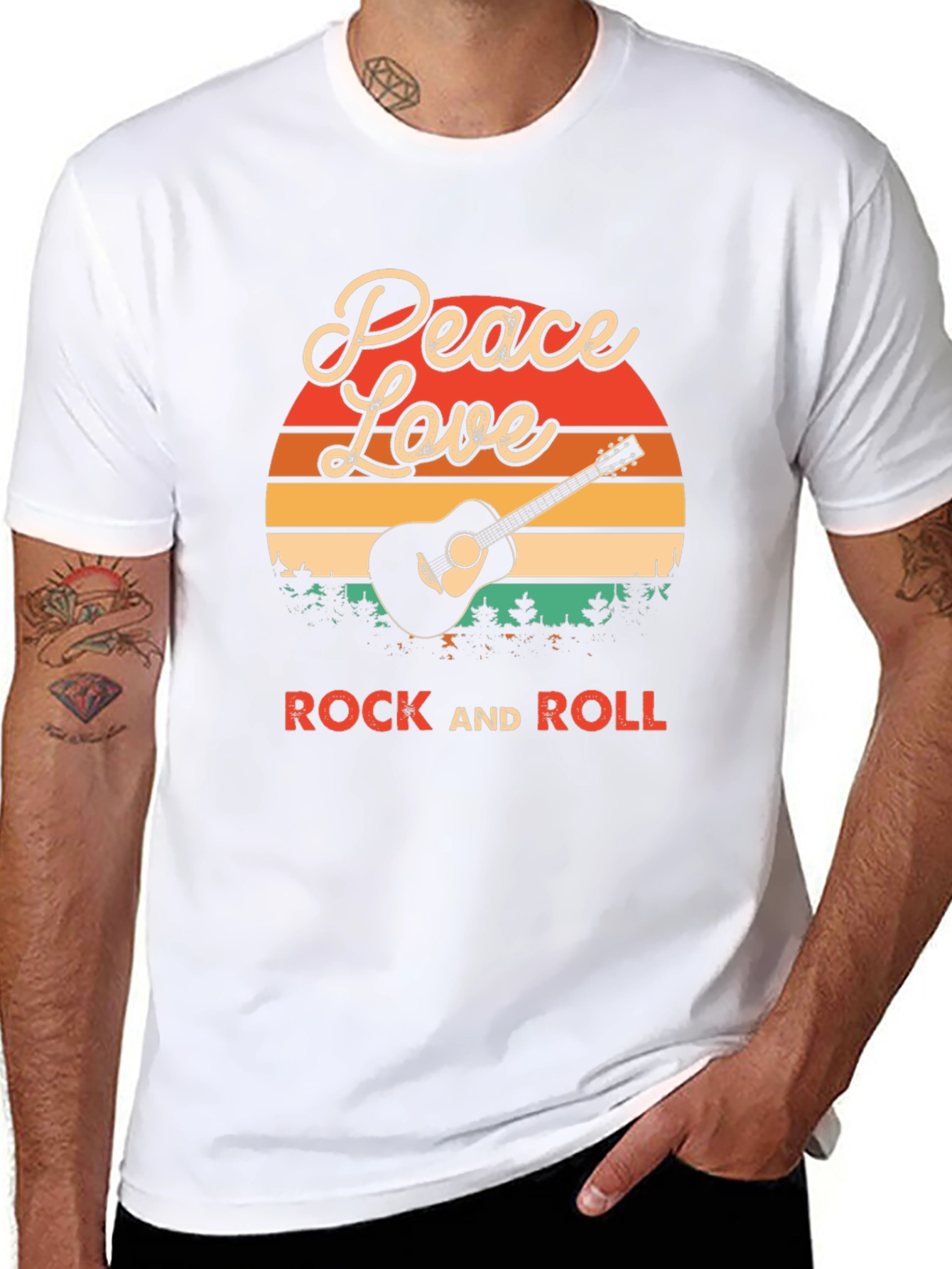 Peace Love Rock and Roll Graphic T-Shirt
