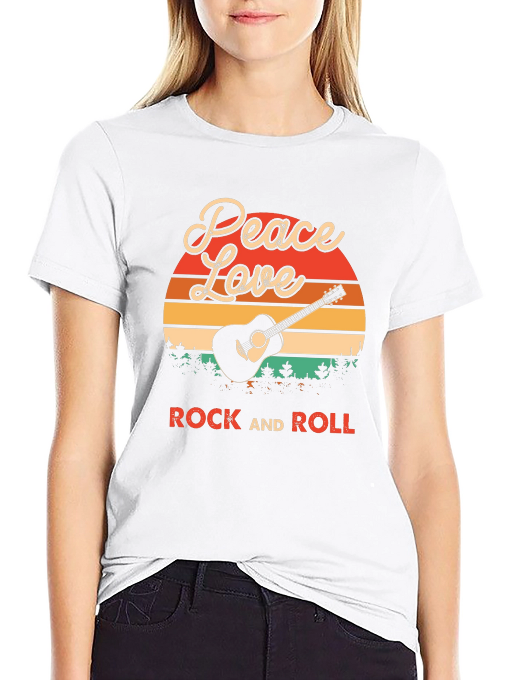 Peace Love Rock and Roll Graphic T-Shirt