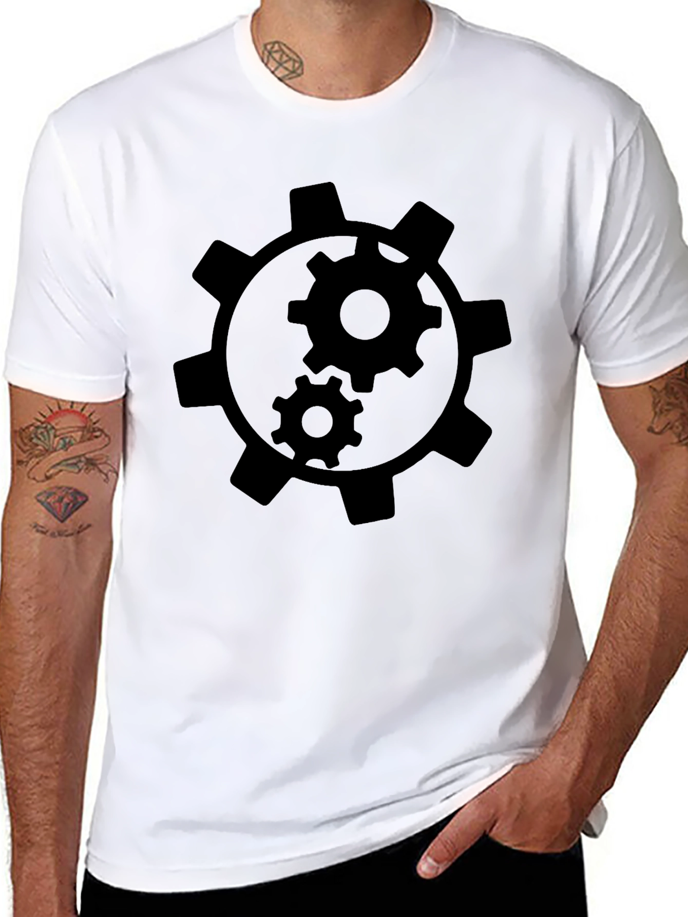 Cogwheel Graphic Black T-Shirt - Mens Style