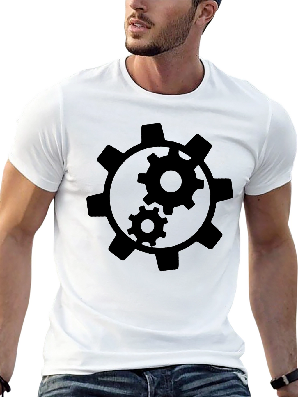 Cogwheel Graphic Black T-Shirt - Mens Style