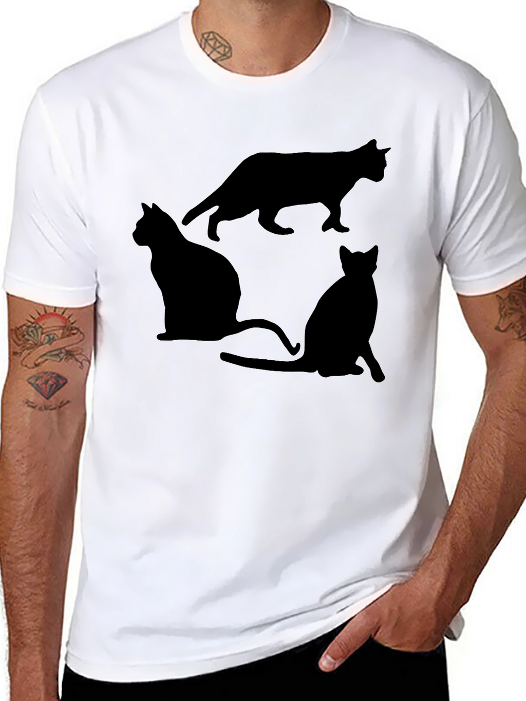 Black Cat Silhouette Graphic T-Shirt