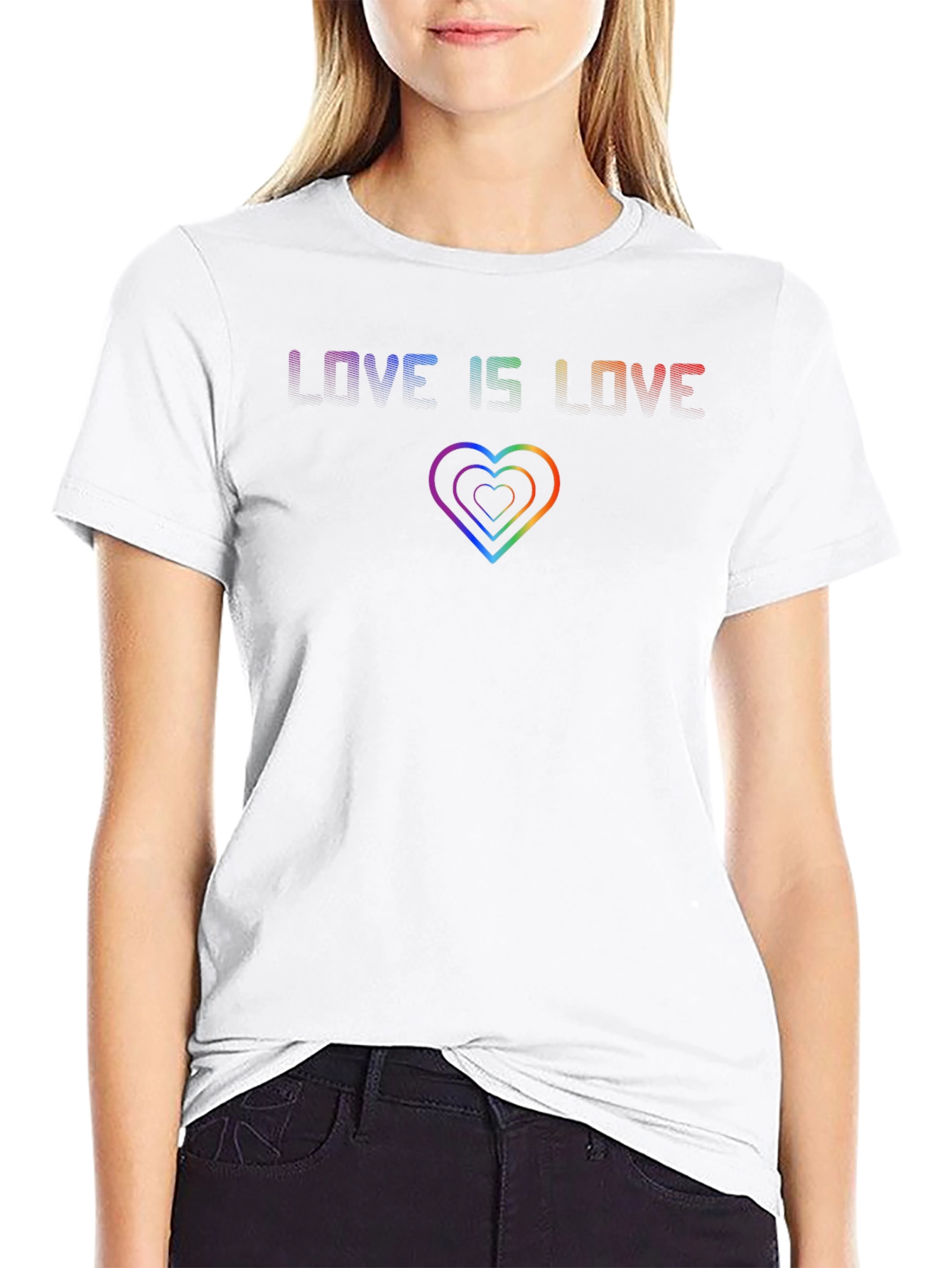 Love is Love Rainbow Heart Graphic T-Shirt