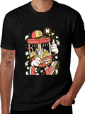 Cartoon Popcorn Machine Graphic T-Shirt