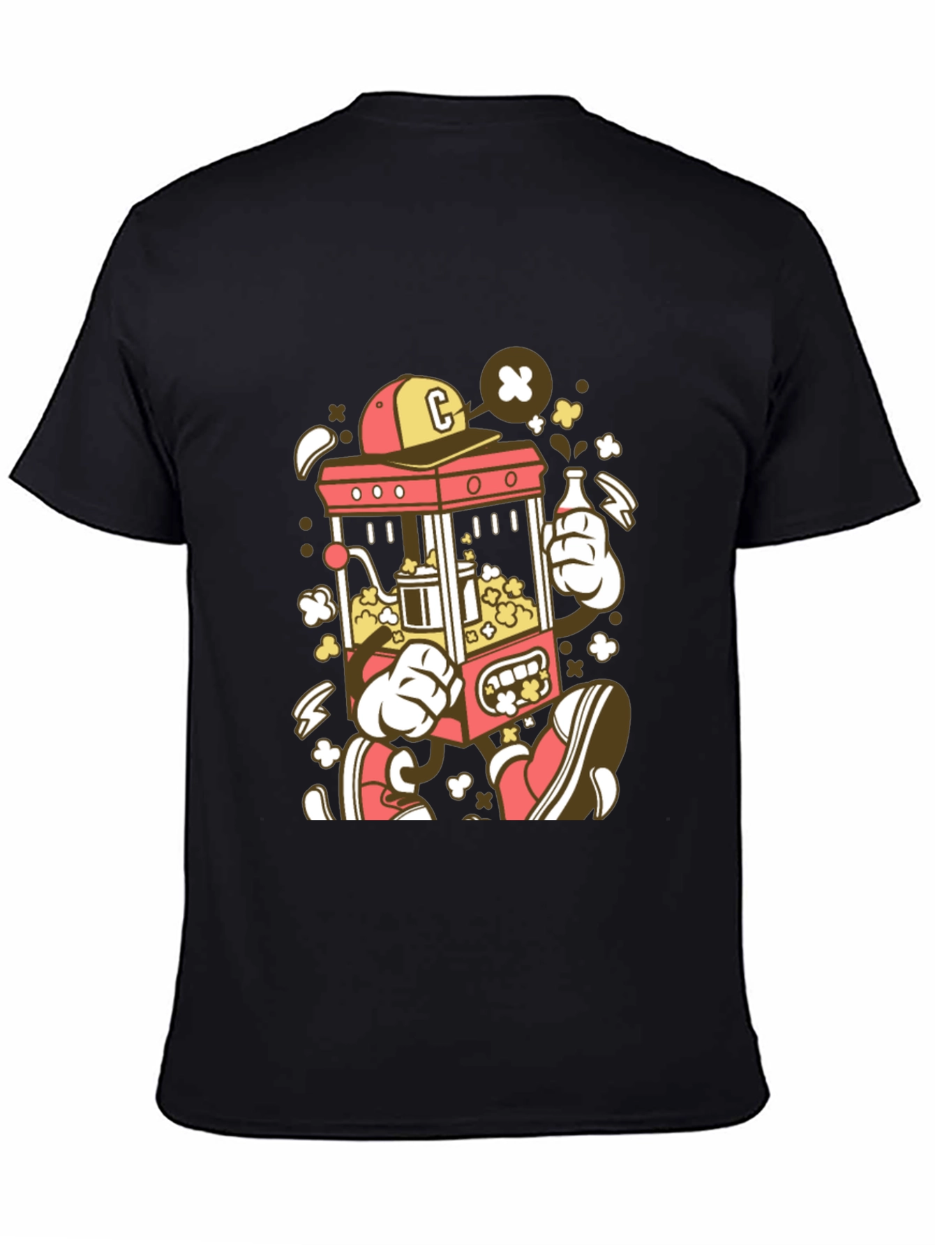 Cartoon Popcorn Machine Graphic T-Shirt