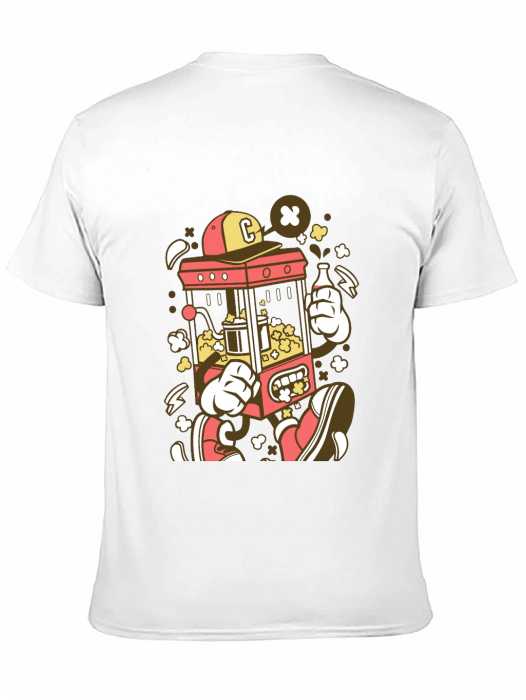 Cartoon Popcorn Machine Graphic T-Shirt