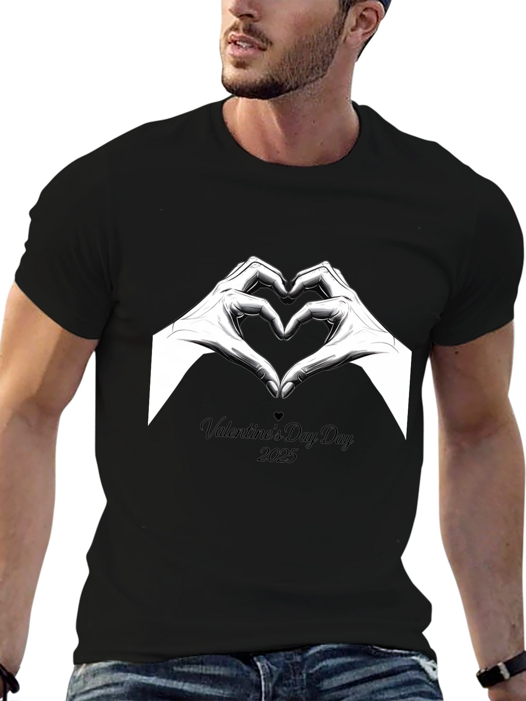 Valentines Day 2025 Heart Hands Graphic Tee