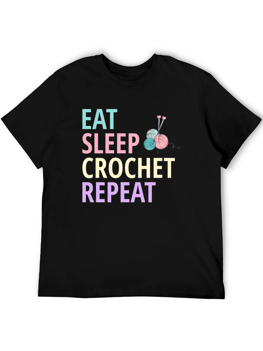 Eat Sleep Crochet Repeat Graphic T-Shirt