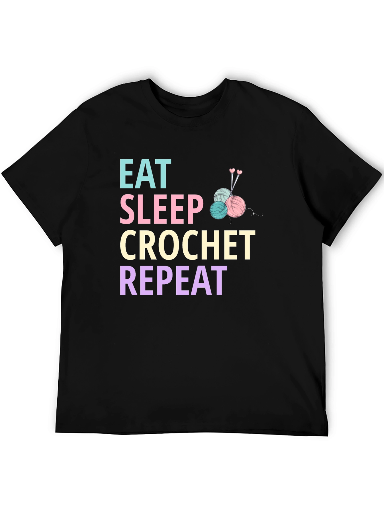 Eat Sleep Crochet Repeat Graphic T-Shirt