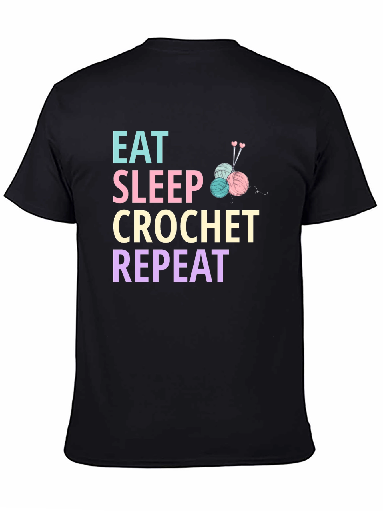 Eat Sleep Crochet Repeat Graphic T-Shirt