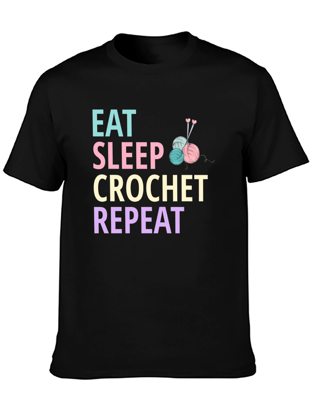Eat Sleep Crochet Repeat Graphic T-Shirt