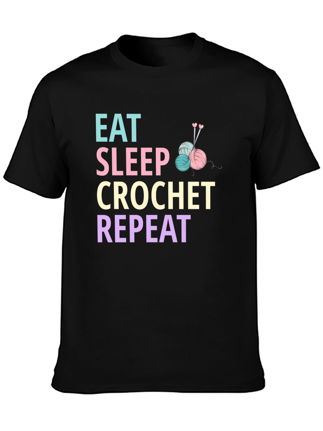 Eat Sleep Crochet Repeat Graphic T-Shirt