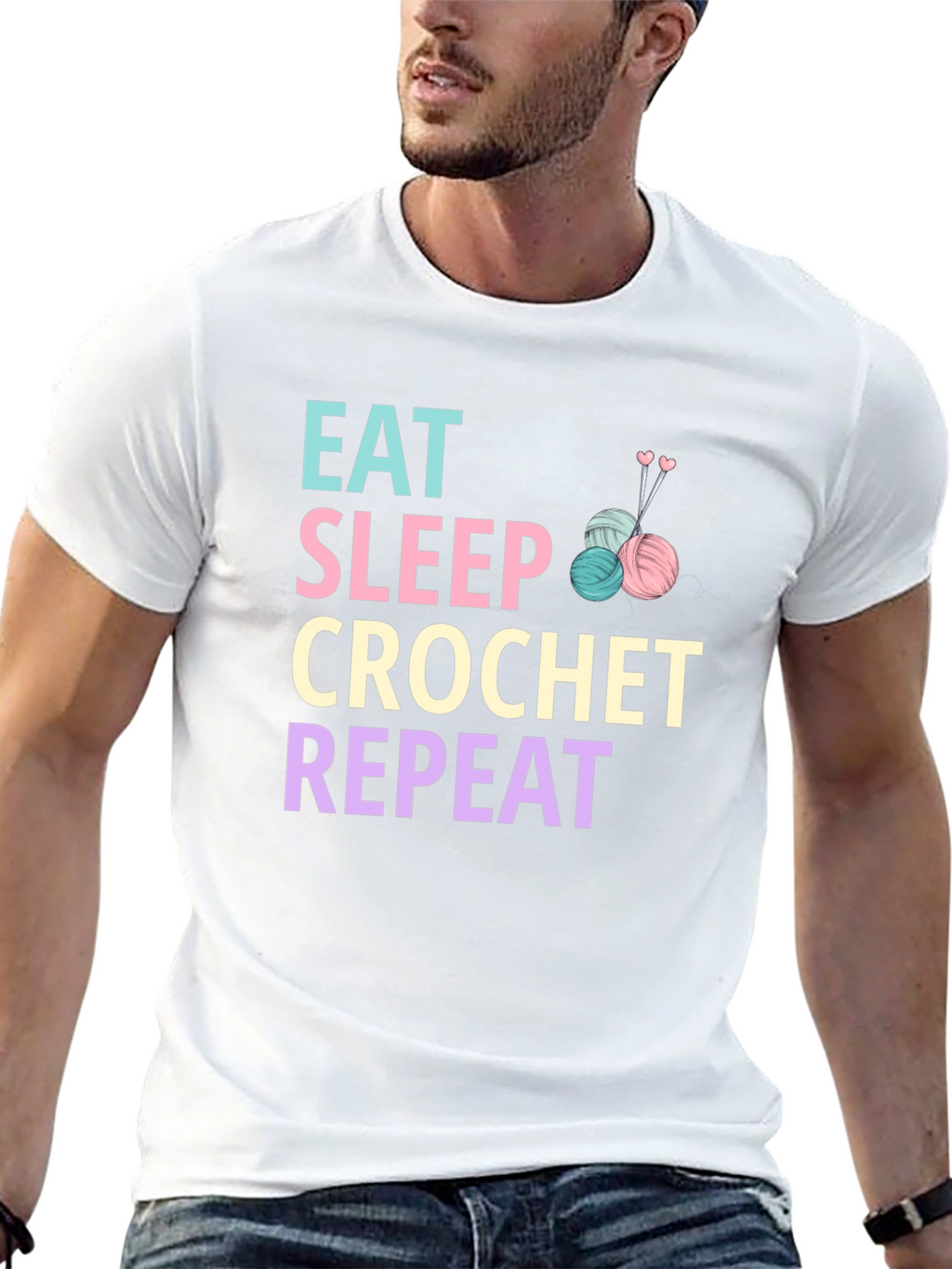 Eat Sleep Crochet Repeat Graphic T-Shirt