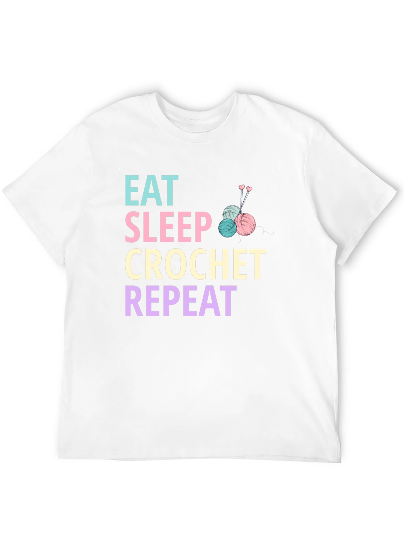 Eat Sleep Crochet Repeat Graphic T-Shirt