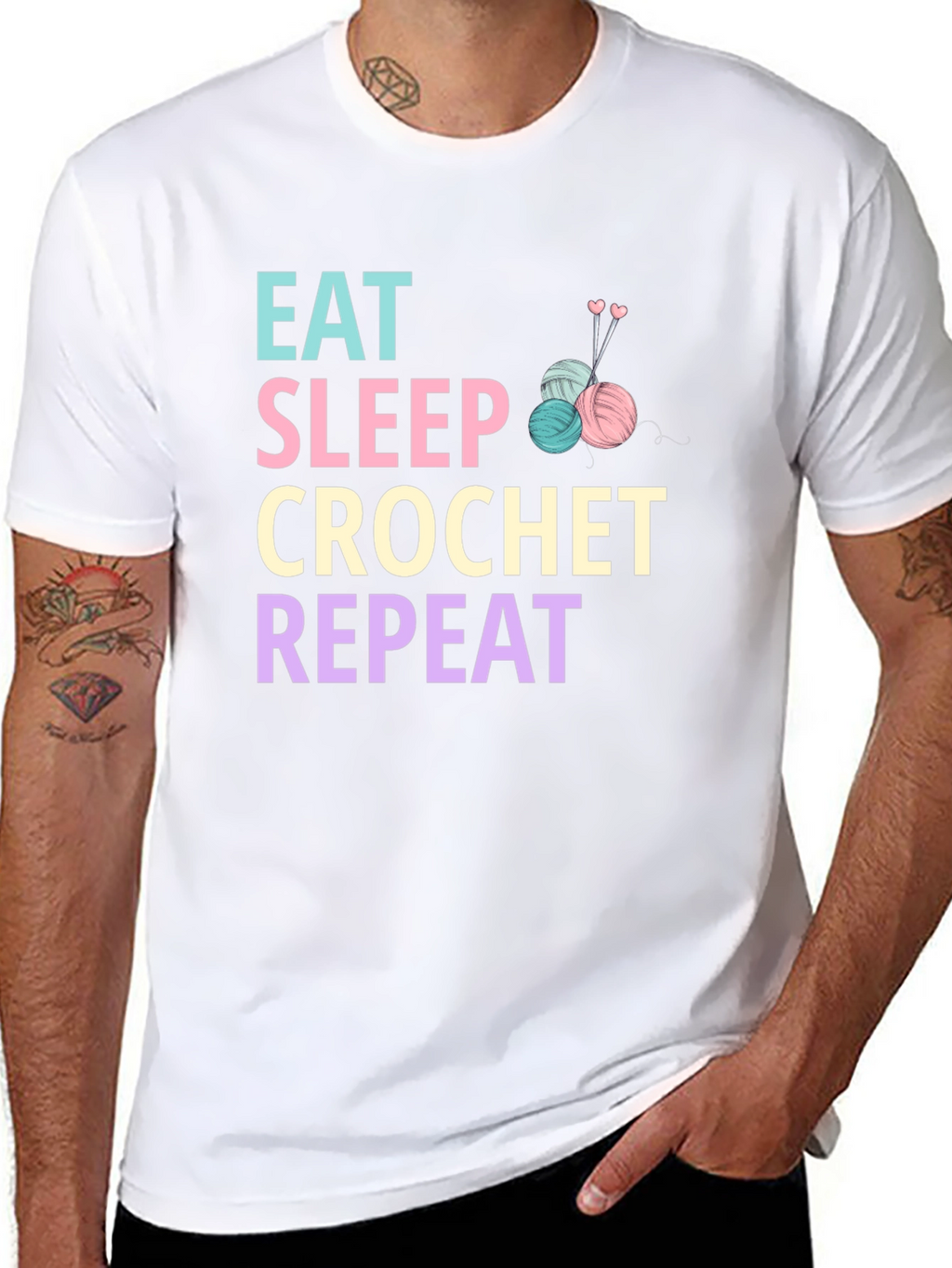 Eat Sleep Crochet Repeat Graphic T-Shirt
