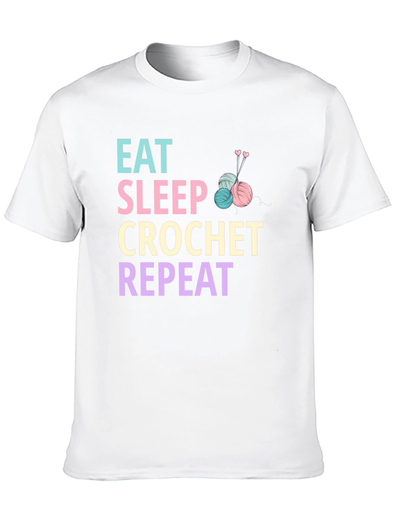 Eat Sleep Crochet Repeat Graphic T-Shirt