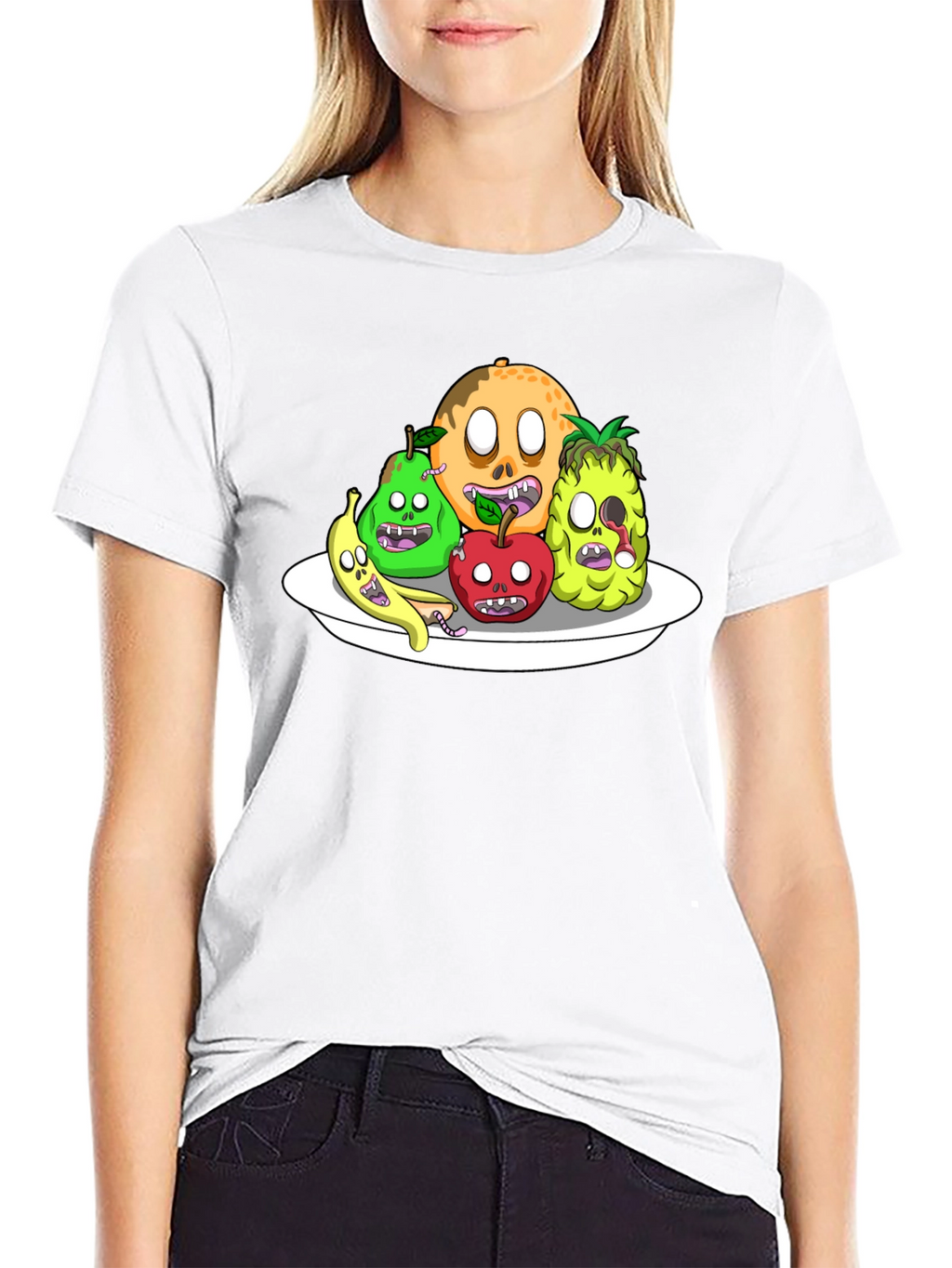 Zombie Fruit Platter Graphic Tee - Black Cotton